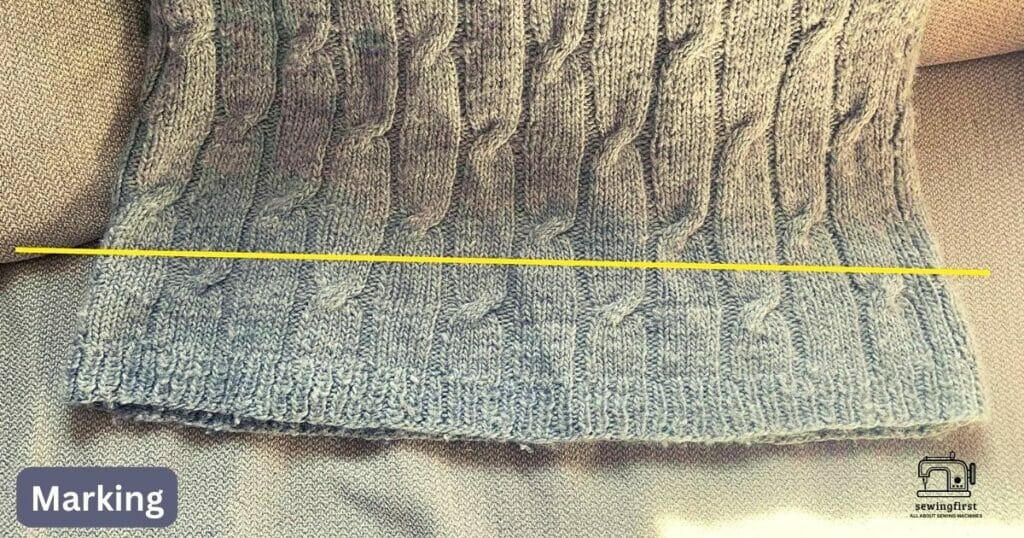 mark the length before shorten the sweater